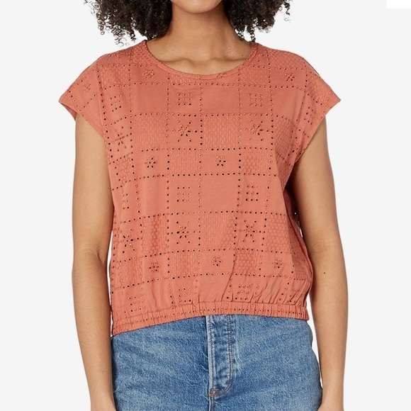 NWT Madewell Per Say Eyelet Banded Top Burnt Orange - Picture 1 of 6